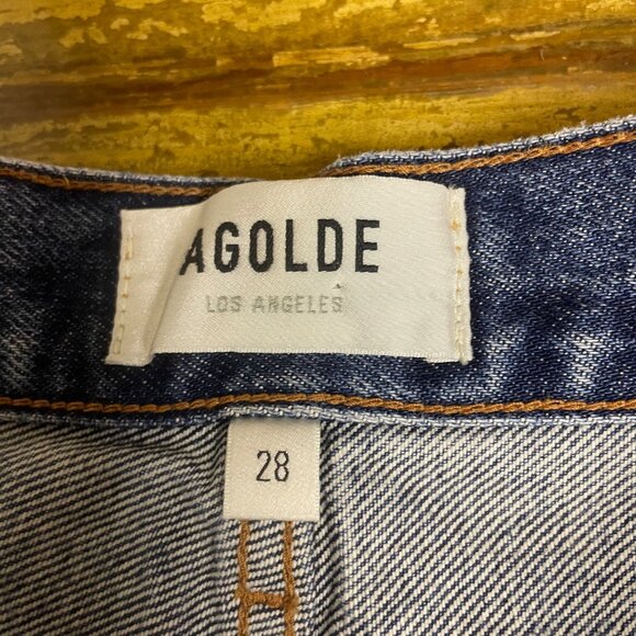 Agolde Cutoff Raw Hem Jean Denim Shorts Blue Sz 28 - Picture 6 of 6